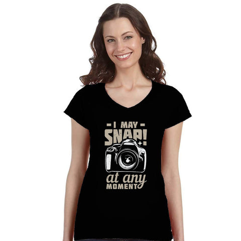 "I May Snap At Any Moment"–Women's Fitted V-Neck T-Shirt